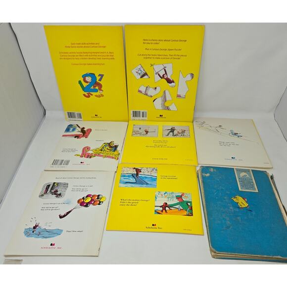 Curious George Book Lot of 8 H.A. Rey 1960s 1980s Hardback Paperback - Picture 2 of 16